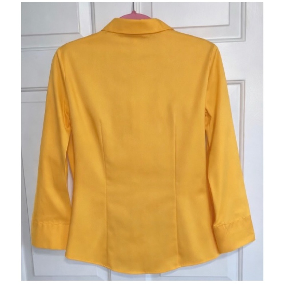 🪻 BANANA REPUBLIC Yellow Button-Up Tailored Shirt Preppy Summer Minimalist Large - Picture 4 of 5